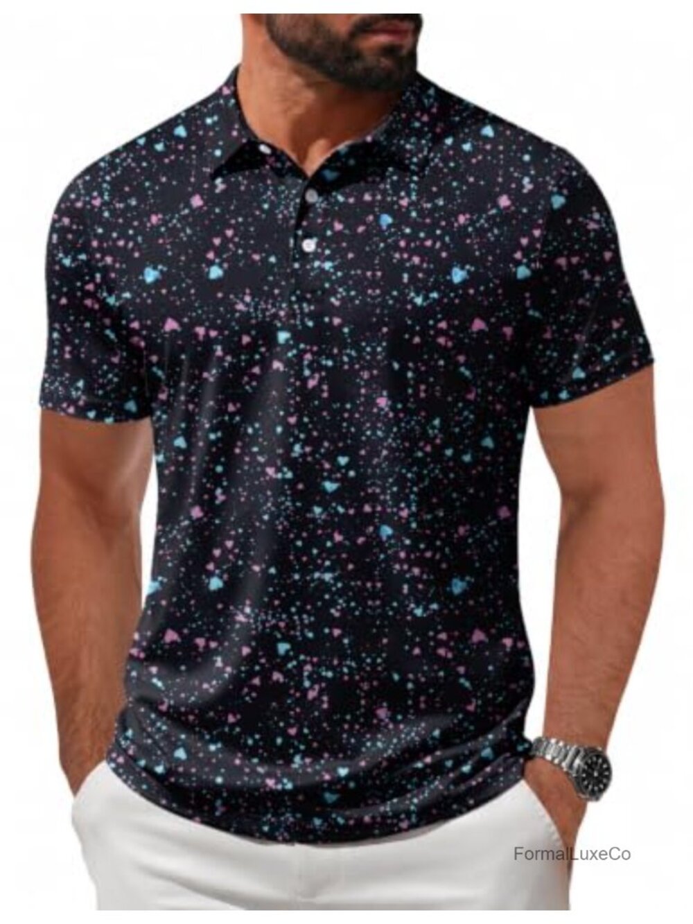 Mens Golf Polo Short Sleeve UPF 50+ Stretch Moisture Wicking Athletic Casual